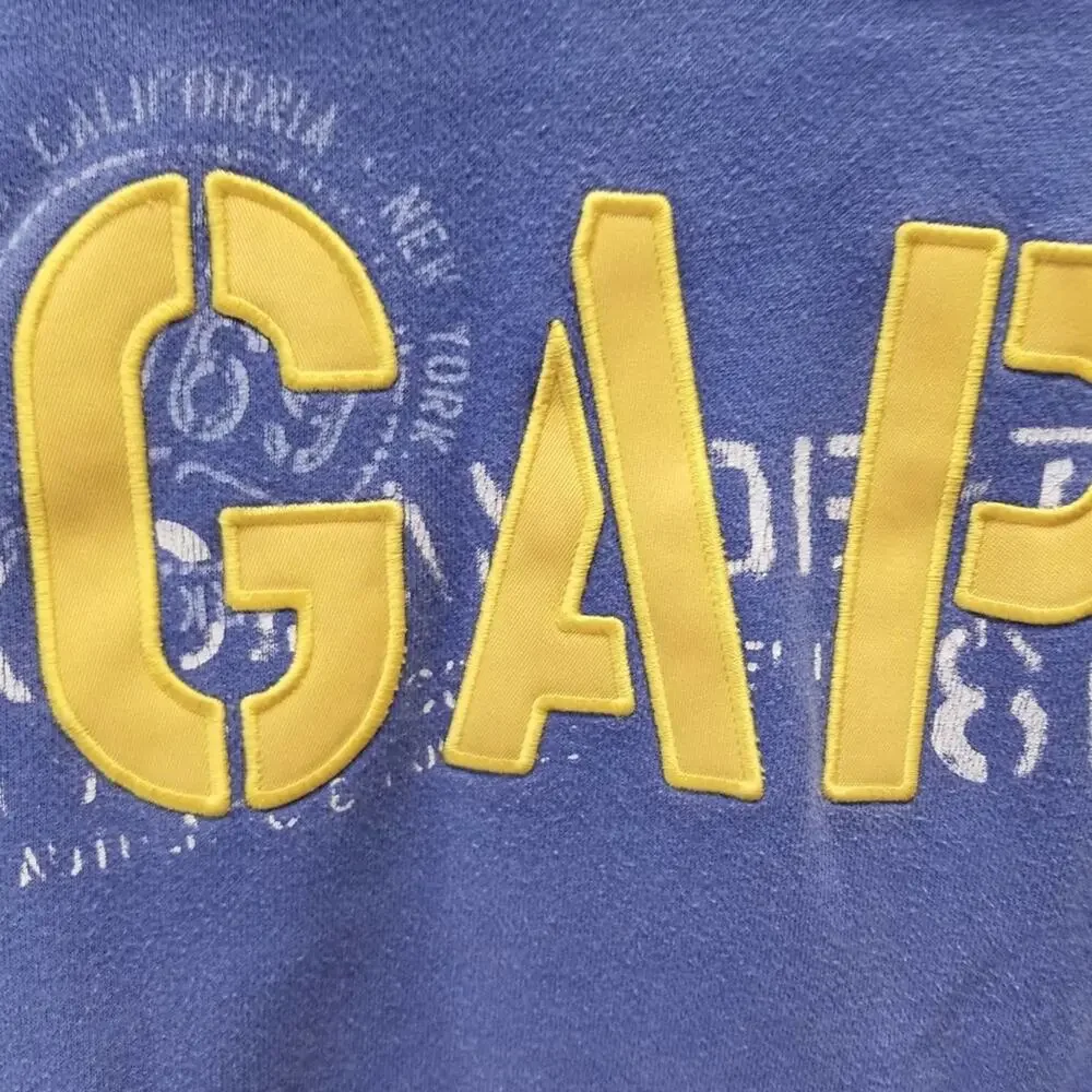Vintage 90's GAP Boys Blue Hooded Pullover Sweatshirt L‎